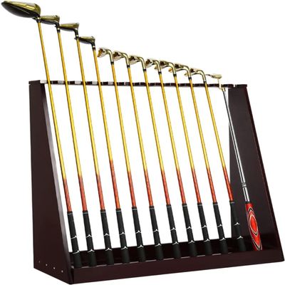OSCCAR Golf Club Display Stand Large Wood Freestanding Floor Corner Storage Rack Holds 3 Clubs for Pool Cues & Fishing Rod
