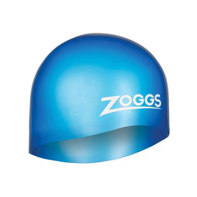 ZOGGS Unisex Adult Easy-Fit Silicone Swimming Cap - Non-Slip Hydrodynamic Design Ergonomic Fit Swim Hat for Long/Short Hair, Blue