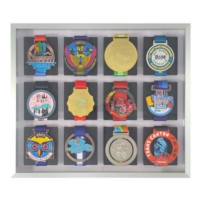 BIANJIE - Medal Photo Frame, Display Case, Collection Box, for Runners, Marathons, Race Winners, Swimming, Soccer, Gymnastics, Easy Installation (Silver, 3x4)