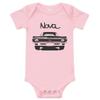 1972 Chevy Nova American Muscle Classic car Drag Racing Hot Rod SS Baby Onesie Short Sleeve one Piece Pink view 1
