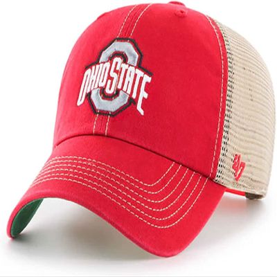 47 NCAA Trawler Team Color Mesh Trucker Clean Up Adjustable Hat, Adult One Size Fits All (Ohio State Buckeyes Red)
