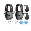 Walker's Razor Tacti-Grip Slim Hearing Protection Muff (Battleship Gray) with Rubber Headband Bundle with Muff Walkie Talkie, Shooting Glasses and Cleaning Cloth (2-Pack)(8 Items) view 1