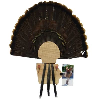 Esh Turkey Fan Mount Kit - Customized State Turkey Tail Mounting Plaque - Natural Oak Wood - Iowa