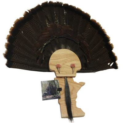 Esh Turkey Fan Mount Kit - Customized State Turkey Tail Mounting Plaque - Natural Oak Wood - Minnesota