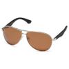 Fisherman Men's Shiny Silver with Soft Touch Black Temple w/Brown Lens-Spring Hinge Polarized Pilot Sunglasses, 46mm,61mm,135mm view 2