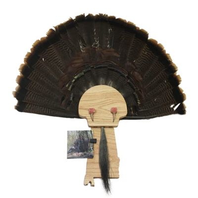 Esh Turkey Fan Mount Kit - Customized State Turkey Tail Mounting Plaque - Natural Oak Wood - Alabama