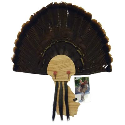 Esh Turkey Fan Mount Kit - Customized State Turkey Tail Mounting Plaque - Natural Oak Wood - Georgia
