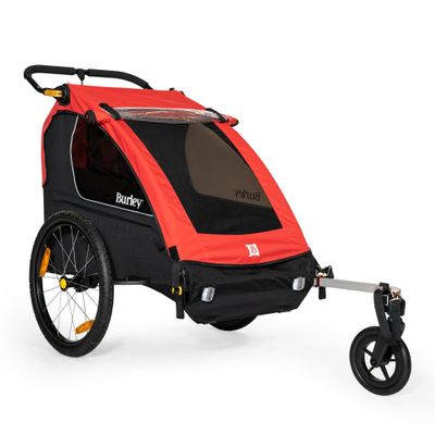 Burley Honey Bee Lightweight 2-Seat Bike Trailer & Stroller with Adjustable Handlebar & Compact Fold