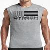 Gymish American Flag Graphic Fitness Tank, Sleeveless Bodybuilding Athletic Tank Top (XXL, Gymish American Flag Grey Tank Top) view 2