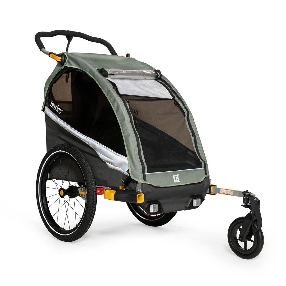 Burley DLite X | Premium 1 or 2-Seat Bike Trailer & Stroller with Adjustable Suspension, Spacious Seating & Compact Fold