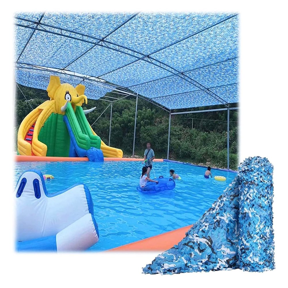 Camouflage Net Blue Swimming Pool Shade Net 34m 36m 44m 58m 67m 88m, Outdoor Sunscreen Camo Netting, Military Net, Hunting Camouflage Net, Pergola Patio Garden Shade Decorative Net ( Size : 4x4m