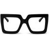 Breaksun Oversized Blue Light Glasses for Women Fashion Thick Square Computer Eyewear Non-Prescription Black Glasses (Black) view 1