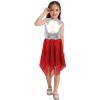 Linjinx Kids Girls Sleeveless Shiny Ballet Praise Lyrical Dance Dress Worship Liturgical Celebration Costume Church Robe Red A 10 Years view 2