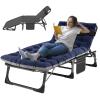 ABORON 5 Positions Camping Cots for Adults,Outdoor Folding Sleeping Cot/Mat,Folding Chaise Lounge Chair with Pillow,Portable Reclining Chair for Beach Lawn Camping Pool,Sunbathing Chairs view 1