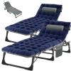 ABORON 5 Positions Camping Cots for Adults,Outdoor Folding Sleeping Cot/Mat,Folding Chaise Lounge Chair with Pillow,Portable Reclining Chair for Beach Lawn Camping Pool,Sunbathing Chairs view 1