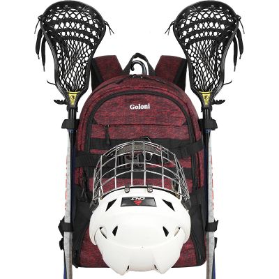 Goloni Lacrosse Equipment Backpack with Two Sticks holder and Separate Cleats Compartment Field Hockey Bag