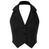 Linjinx Womens Waistcoat Vest Vintage Halter Lapel Button Down Suit Vest Blazer Wedding Prom Party Formal Suit Black Small view 3