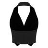 Linjinx Womens Waistcoat Vest Vintage Halter Lapel Button Down Suit Vest Blazer Wedding Prom Party Formal Suit Black Small view 4