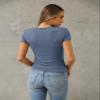 Abardsion Women's Casual Basic Going Out Crop Tops Slim Fit Short Sleeve Crew Neck Tight T Shirts 2026 (Haze Blue, S) view 4