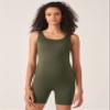 POSHDIVAH Women's Maternity Bodysuit Pregnancy Shapewear Sleeveless Scoop Neck Tank Top Shorts Romper Jumpsuit for Photoshoot Yoga Green Medium view 2