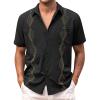 Men's Casual Button Down Shirts Short Sleeve Cotton Linen Tops Regular Fit T-Shirts Summer Beach Dress Shirt E-Black view 1