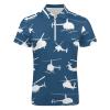 Helicopter Silhouettes Golf Polo Shirt Collared Top Short Sleeve Casual Slim Fit Tee view 4