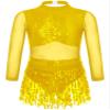 CHICTRY Girls Sequins Tassel Hem Latin Dance Dress Leotard Rumba Samba Salsa Jazz Dance Dresses Dancewear Costumes Gold A(Backless) 8 Years view 1