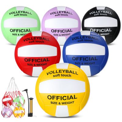 Junkin 6 Pack Volleyballs Official Size 5 Waterproof Soft Volleyball with Pump and Net Bag Outdoor Indoor Beach Gym Training Sport Gift Back to School(Colorful)