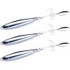 Dr.Fish 3 Pack Jigging Spoons Metal Casting Jigs Bladed Treble Hooks Saltwater Casting Spoons Surf Fishing Lures Vertical Diamond Jigs Mackerel Striper Bluefish Lures 1/2oz-#8 Hook view 1
