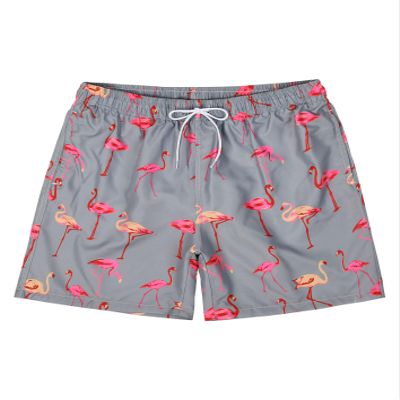 Mens Swim Trunks Lightweight Mens Bathing Suit with Mesh Lining Mens Swim Shorts Gray Flamingos L