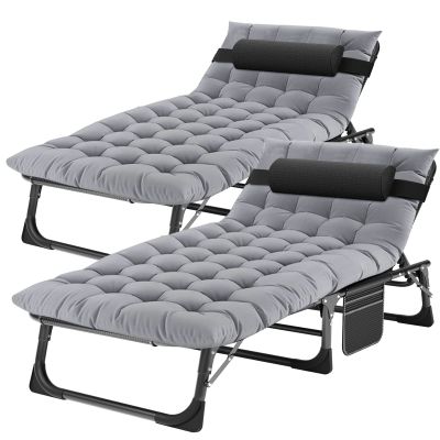 ABORON 5 Positions Camping Cots for Adults,Outdoor Folding Sleeping Cot/Mat,Folding Chaise Lounge Chair with Pillow,Portable Reclining Chair for Beach Lawn Camping Pool,Sunbathing Chairs