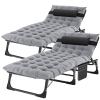 ABORON 5 Positions Camping Cots for Adults,Outdoor Folding Sleeping Cot/Mat,Folding Chaise Lounge Chair with Pillow,Portable Reclining Chair for Beach Lawn Camping Pool,Sunbathing Chairs view 1