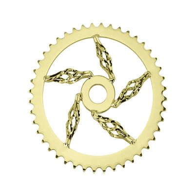 Lowrider Bike Cage Twisted Steel Chainring 1/2 X 1/8 44t Gold.