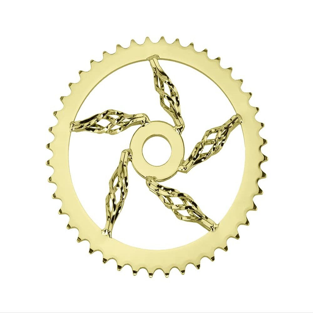 Lowrider Bike Cage Twisted Steel Chainring 1/2 X 1/8 44t Gold.