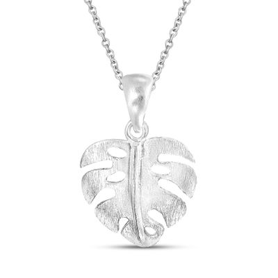 AeraVida Shiny Satin Monstera Plant Leaf Sterling Silver Pendant Necklace | Charming Accessory for Women Anniversary | Jewelry Gift fort Women | Necklace Women Jewelry