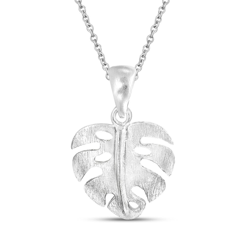 AeraVida Shiny Satin Monstera Plant Leaf Sterling Silver Pendant Necklace | Charming Accessory for Women Anniversary | Jewelry Gift fort Women | Necklace Women Jewelry
