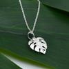 AeraVida Shiny Satin Monstera Plant Leaf Sterling Silver Pendant Necklace | Charming Accessory for Women Anniversary | Jewelry Gift fort Women | Necklace Women Jewelry view 2