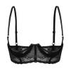 winying Women's Sexy 1/4 Cup Lace Shelf Bra Balconette Underwired Demi Shelf Bra Sheer Bralette Black E X-Large view 1