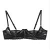 winying Women's Sexy 1/4 Cup Lace Shelf Bra Balconette Underwired Demi Shelf Bra Sheer Bralette Black E X-Large view 3