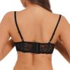 ACSUSS Womens Shiny Leather 1/3 Cup Underwired Bra Floral Lace Brassiere Lingerie Underwear Black Small view 3