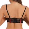 ACSUSS Womens Shiny Leather 1/3 Cup Underwired Bra Floral Lace Brassiere Lingerie Underwear Red Large view 2