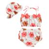 Toddler Girl Swimsuits Infant Baby Girl Bathing Suit Bikini Sets Swimwear 3 Piece Summer Beach Outfit Top Shorts Hat (P-White Flower, 6-12 Months) view 1