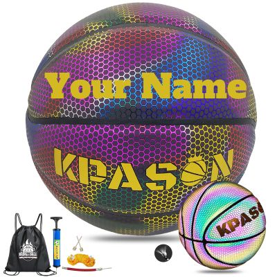 KPASON Customized Basketball - Personalized Holographic Reflective - Indoor Official Sizes 7/29.5", "6/28.5", "5/27.5" - Special Gifts for Boys, Girls, Men, Women