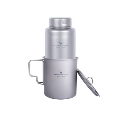 Boundless Voyage Titanium Bottle 1L Single-layer Sports Water Bottle 750ml Pot Cup Ultralight Leakproof Drinkware for Outdoor Camping Hiking (1L bottle/750ml cup)