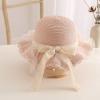 Anopo Girls Straw Hat Purse Bag Set Lace Brim Flowers Pearl Summer Beach Sun Hat Princess Shoulder Crossbody Bag Chin Strap B Pink view 3