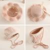 Anopo Girls Straw Hat Purse Bag Set Lace Brim Flowers Pearl Summer Beach Sun Hat Princess Shoulder Crossbody Bag Chin Strap B Pink view 4