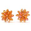 AeraVida Dazzling Orange Chrysanthemum Floral Crystal Clip-On Earrings | Handmade Wire Flower Statement Jewelry | Vibrant Orange Fashion Gift for Women view 1