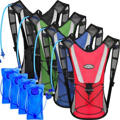 4 Pcs Hydration Backpack Pack with 2L Water Bladder, Hydration Pack with Hydration Bladder Hiking Running Cycling Biking Water Backpack Bag for Men and Women