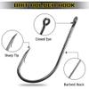 Baitholder Fishing Hooks,100pcs Long Shank Fish Hooks Barbed Beak Bait Hook with 2 Barbs Black Carbon Steel Offset Jig Fishing Hooks Saltwater Freshwater (1# - 100pcs) view 2