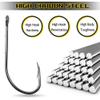 Baitholder Fishing Hooks,100pcs Long Shank Fish Hooks Barbed Beak Bait Hook with 2 Barbs Black Carbon Steel Offset Jig Fishing Hooks Saltwater Freshwater (1# - 100pcs) view 3
